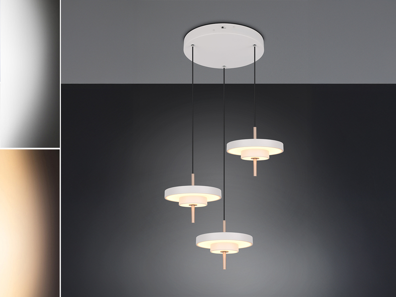 Moderne dimmbare LED Pendelleuchte KEATON 3-flammig, Hellgrau Ø 45cm