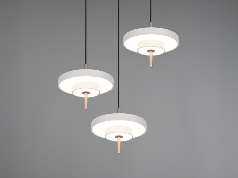 Moderne dimmbare LED Pendelleuchte KEATON 3-flammig, Hellgrau Ø 45cm