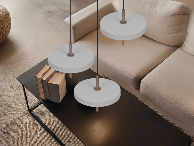 Moderne dimmbare LED Pendelleuchte KEATON 3-flammig, Hellgrau Ø 45cm
