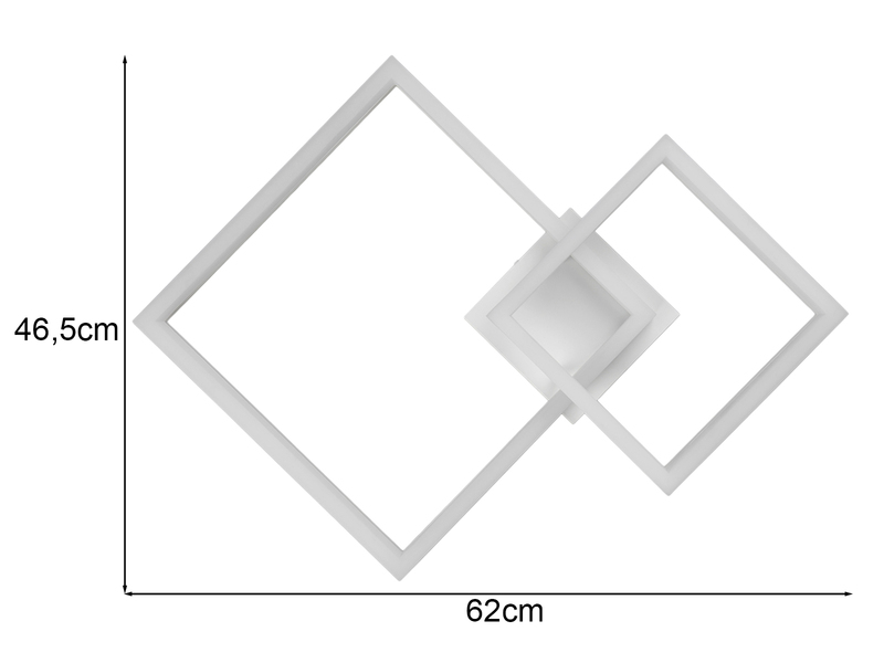 Große Deckenleuchte CAMINO Weiß mit 2 LED Leuchteinheiten, Breite 62cm