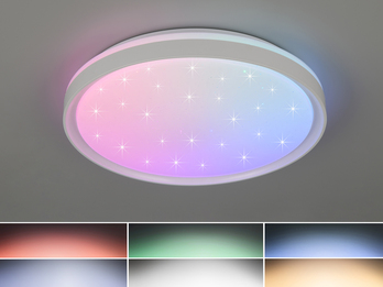 LED Deckenleuchte SOLIT flach mit Fernbedienung, RGB, dimmbar, Weiß, Ø 39cm