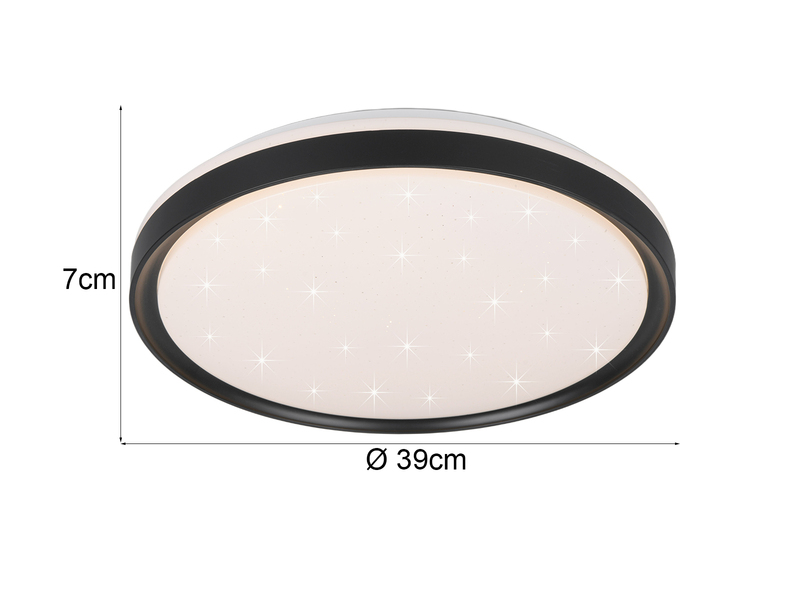 LED Deckenleuchte SOLIT flach mit Fernbedienung, RGB, dimmbar, Schwarz, Ø 39cm