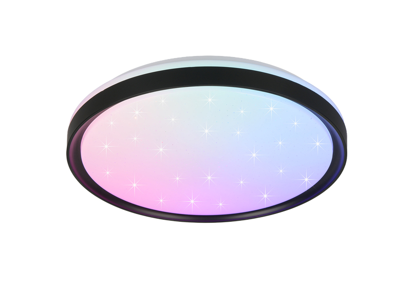 LED Deckenleuchte SOLIT flach mit Fernbedienung, RGB, dimmbar, Schwarz, Ø 39cm