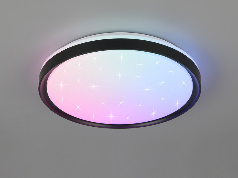 LED Deckenleuchte SOLIT flach dimmbar Fernbedienung, RGB, Schwarz, Ø 39cm