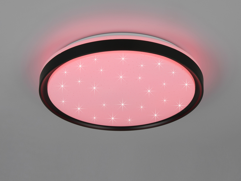 LED Deckenleuchte SOLIT flach dimmbar Fernbedienung, RGB, Schwarz, Ø 39cm