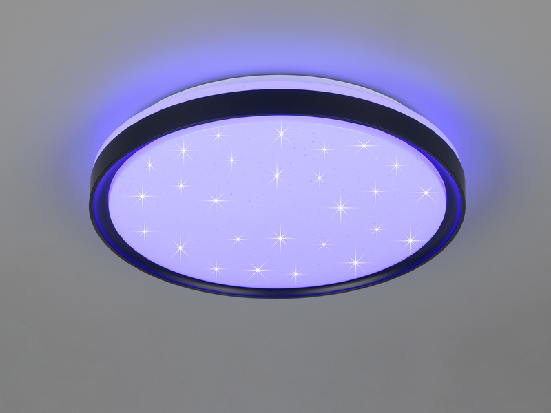 LED Deckenleuchte SOLIT flach dimmbar Fernbedienung, RGB, Schwarz, Ø 39cm