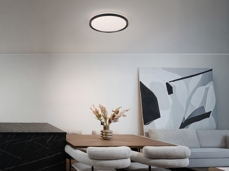 LED Deckenleuchte SOLIT flach dimmbar Fernbedienung, RGB, Schwarz, Ø 39cm