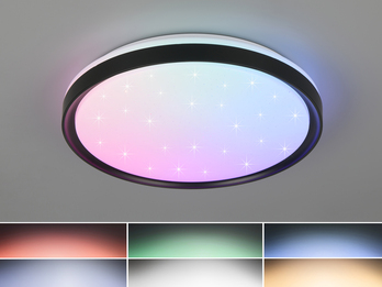 LED Deckenleuchte SOLIT flach mit Fernbedienung, RGB, dimmbar, Schwarz, Ø 39cm