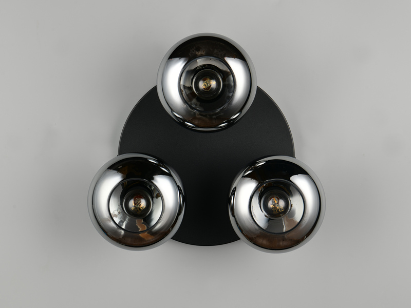 LED Deckenleuchte rund mit 3 Rauchglas Lampenschirmen, Ø 39cm