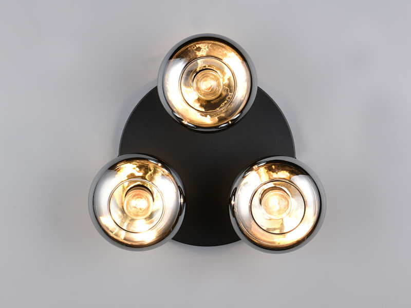 LED Deckenleuchte rund mit 3 Rauchglas Lampenschirmen, Ø 39cm