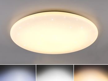 Große LED Deckenleuchte NANDO in Weiß, flach, Lichtfarbe einstellbar, Ø 70cm