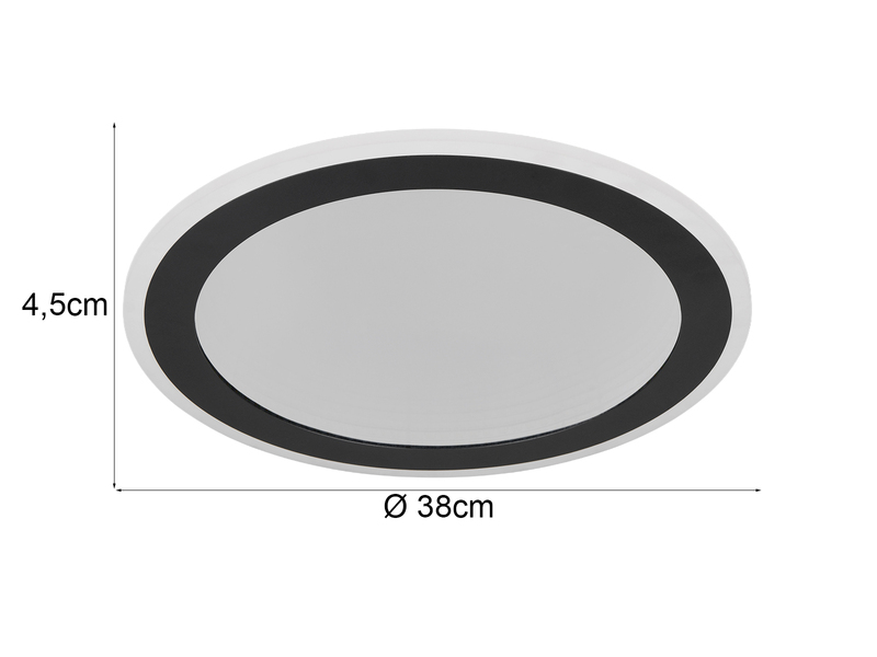 LED Deckenleuchte GLACE ultraflach mit Fernbedienung, dimmbar, Schwarz, Ø 38cm