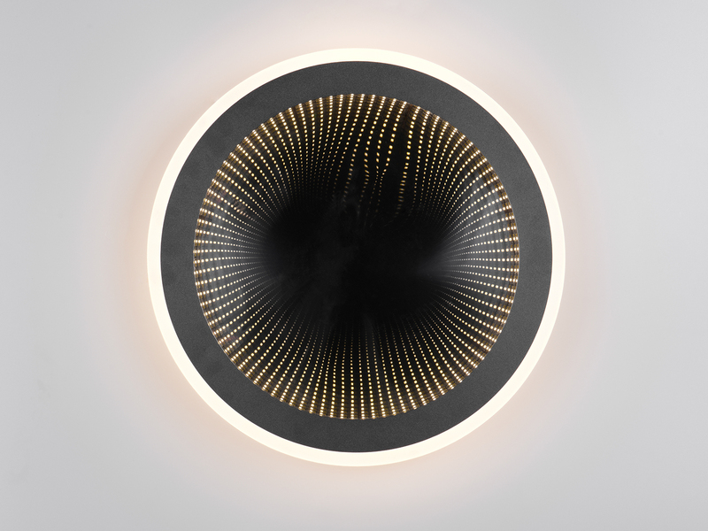 LED Deckenleuchte GLACE ultraflach mit Fernbedienung, dimmbar, Schwarz, Ø 38cm