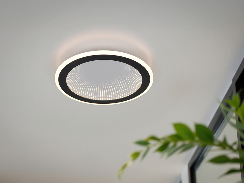 LED Deckenleuchte GLACE ultraflach mit Fernbedienung, dimmbar, Schwarz, Ø 38cm