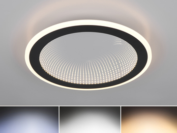 LED Deckenleuchte GLACE ultraflach mit Fernbedienung, dimmbar, Schwarz, Ø 38cm