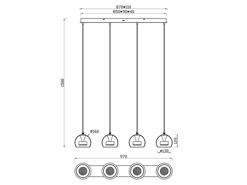 LED Pendelleuchte FLYNT mit Switch Dimmer & Lichtfarbe einstellbar, Breite 97cm