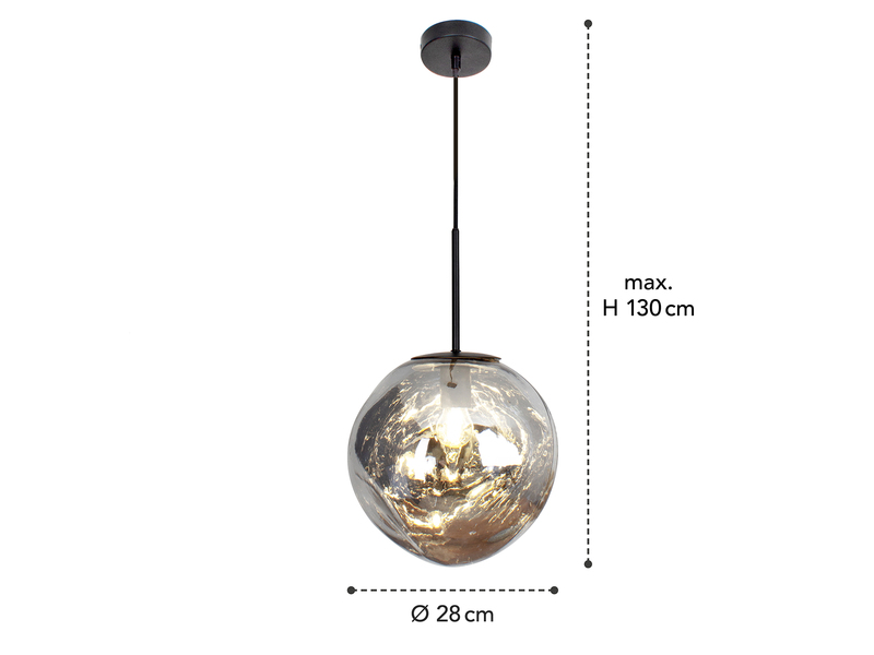 Pendelleuchte CANOPUS einflammig mit ausgefallener Glaskugel in Weiß, Ø 36cm