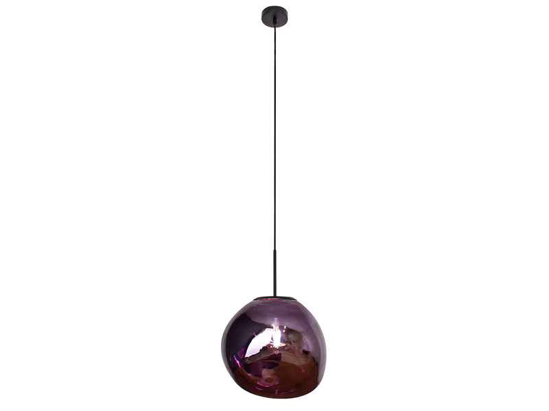 Pendelleuchte CANOPUS einflammig mit ausgefallener Glaskugel in Violett, Ø 36cm