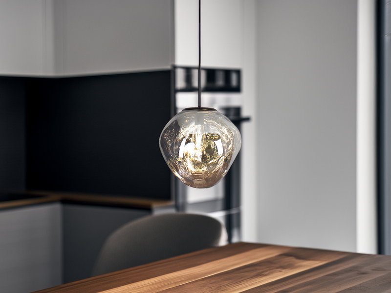 LED Pendelleuchte einflammig mit ausgefallener Glaskugel in Weiß, Ø 36cm