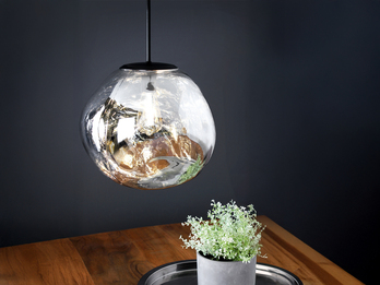 LED Pendelleuchte einflammig mit ausgefallener Glaskugel in Weiß, Ø 36cm