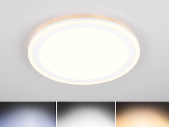 LED Deckenleuchte CORA ultraflach mit zwei Lichtquellen, Weiß, Ø 32,5cm