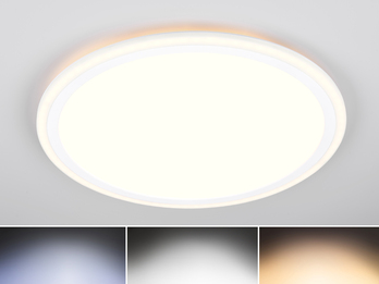 LED Deckenleuchte CORA ultraflach mit zwei Lichtquellen, Weiß, Ø 45cm