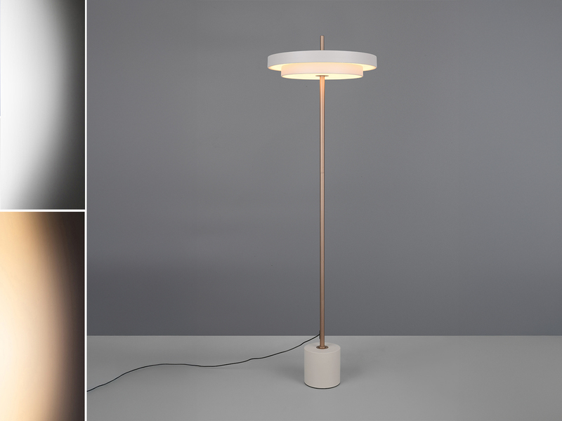 Dimmbare LED Stehlampe KEATON im modernen Design, Hellgrau, Höhe 138cm