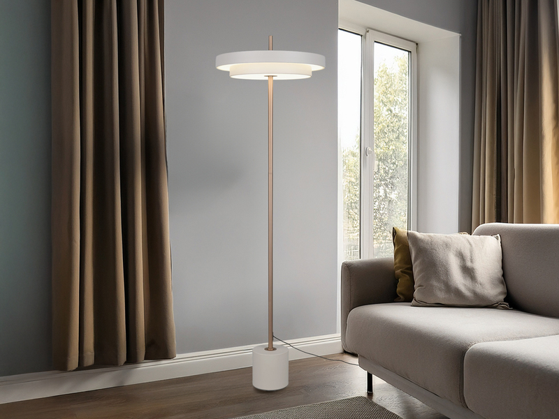 Dimmbare LED Stehlampe KEATON im modernen Design, Hellgrau, Höhe 138cm