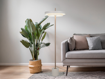 Dimmbare LED Stehlampe KEATON im modernen Design, Hellgrau, Höhe 138cm