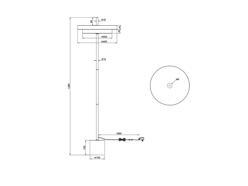 Dimmbare LED Stehlampe KEATON im modernen Design, Schwarz Gold, Höhe 138cm
