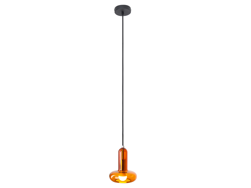 Pendelleuchte PERSEUS einflammig mit Glasschirm in Bernstein Ø 15cm