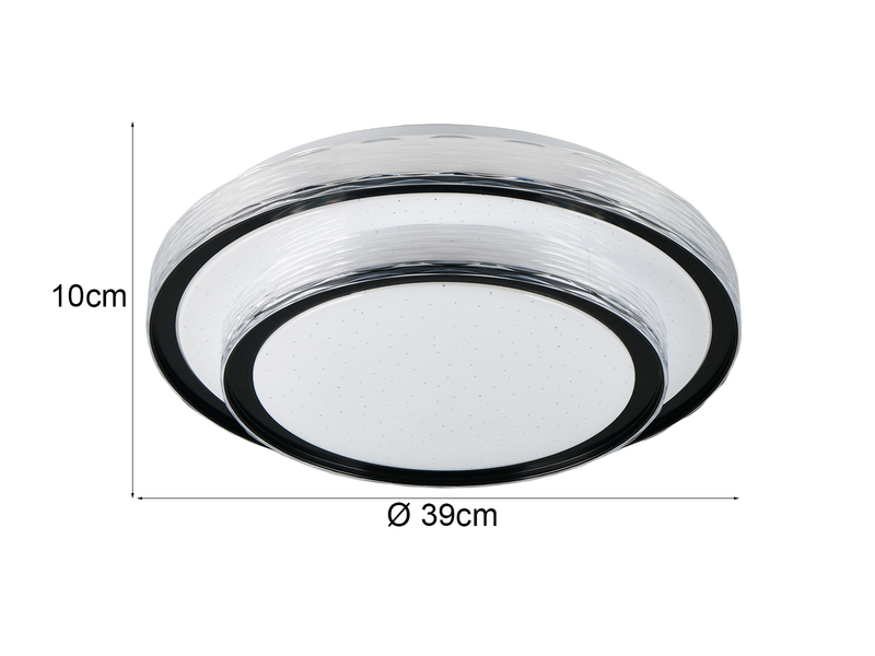 LED Deckenleuchte DIMA in Schwarz mit Sternenhimmel Effekt, Ø 39cm