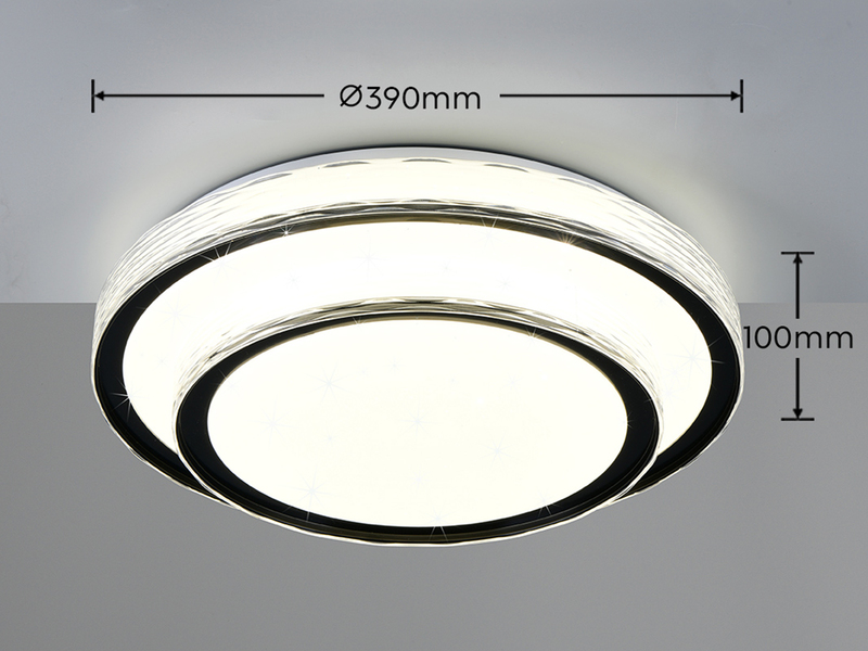 LED Deckenleuchte DIMA in Schwarz mit Sternenhimmel Effekt, Ø 39cm
