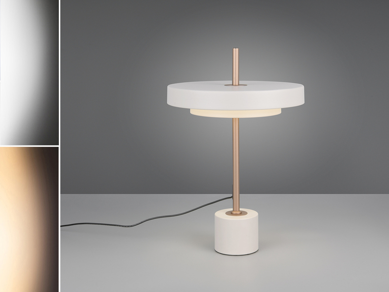 Dimmbare LED Tischlampe KEATON im modernen Design, Hellgrau, Höhe 45,5cm