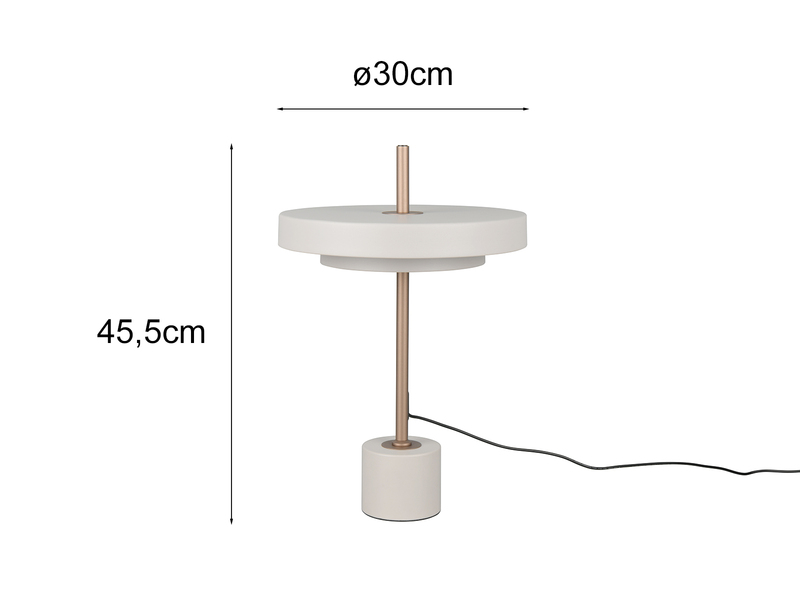 Dimmbare LED Tischlampe KEATON im modernen Design, Hellgrau, Höhe 45,5cm