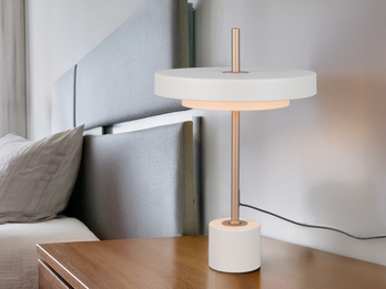 Dimmbare LED Tischlampe KEATON im modernen Design, Hellgrau, Höhe 45,5cm