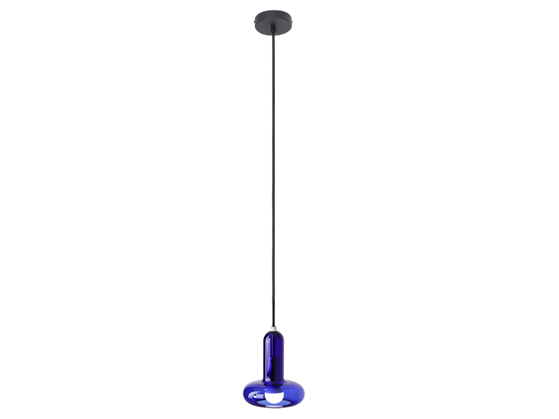 Pendelleuchte PERSEUS einflammig mit Glasschirm in Blau Ø 15cm
