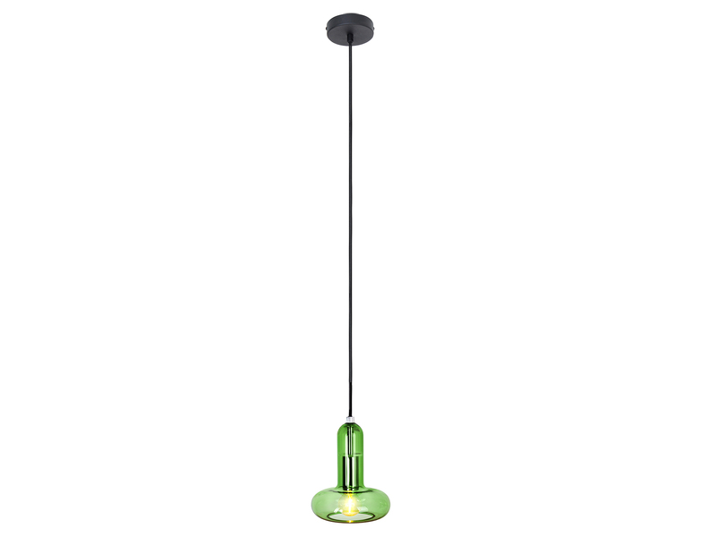 Pendelleuchte PERSEUS einflammig mit Glasschirm in Grün Ø 15cm