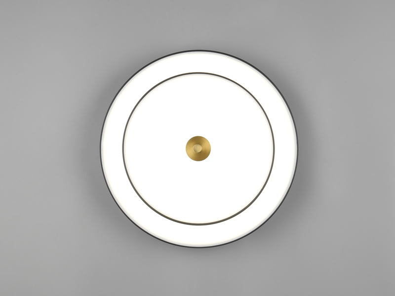 Dimmbare LED Deckenleuchte KEATON im modernen Design, Schwarz Gold Ø 40cm