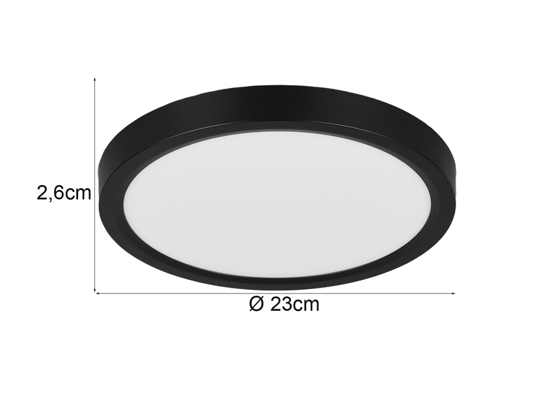 Deckenleuchte DRACO Schwarz ultraflach LED dimmbar & Lichtfarbe einstellbar 23cm