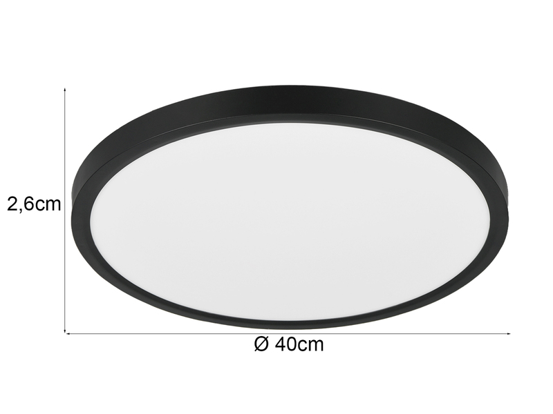 Deckenleuchte DRACO Schwarz ultraflach LED dimmbar & Lichtfarbe einstellbar 40cm