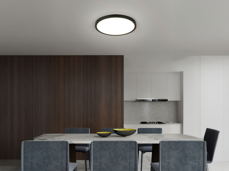 Deckenleuchte DRACO Schwarz ultraflach LED dimmbar & Lichtfarbe einstellbar 40cm