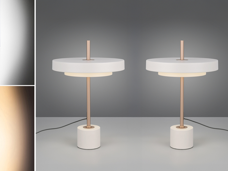 2er SET dimmbare LED Tischlampen im modernen Design, Hellgrau, Höhe 45,5cm