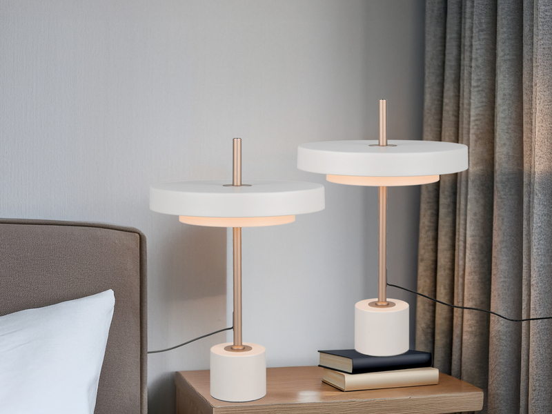 2er SET dimmbare LED Tischlampen im modernen Design, Hellgrau, Höhe 45,5cm