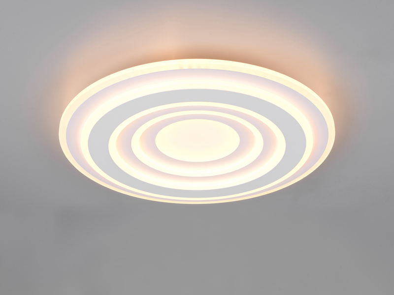 LED Deckenleuchte COSTA flach mit Fernbedienung, dimmbar, Metall in Weiß, Ø 48cm