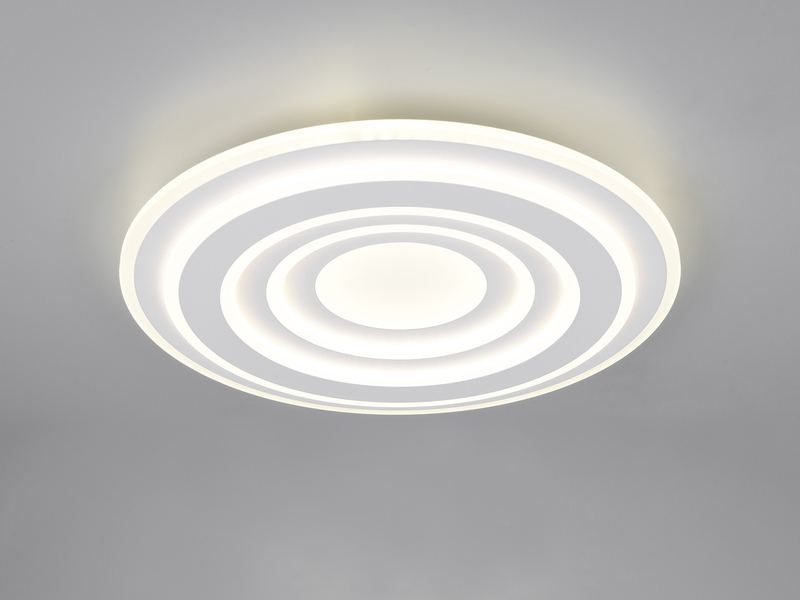 LED Deckenleuchte COSTA flach mit Fernbedienung, dimmbar, Metall in Weiß, Ø 48cm