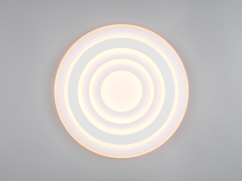 LED Deckenleuchte COSTA flach mit Fernbedienung, dimmbar, Metall in Weiß, Ø 48cm
