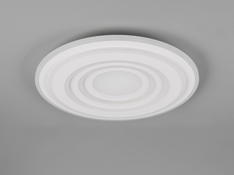 LED Deckenleuchte COSTA flach mit Fernbedienung, dimmbar, Metall in Weiß, Ø 48cm