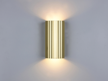 Wandleuchte SOKA mit Up and Down Lichteffekt, Metall Gold, Höhe 18cm