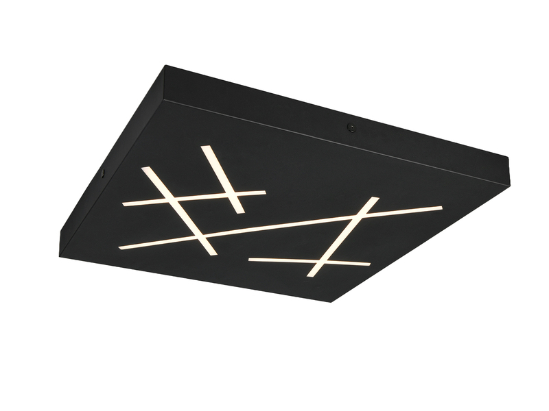 LED Deckenleuchte SNIP flach dimmbar Fernbedienung Schwarz Quadrat 50cm